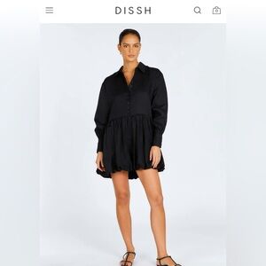 DISSH Violet Black Linen Mini Dress